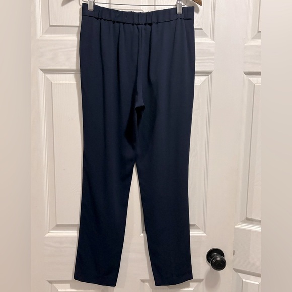 Aritzia Babaton Cohen Pleated Pants High Rise Pull On Navy Blue Trousers Size 6 - Picture 4 of 6